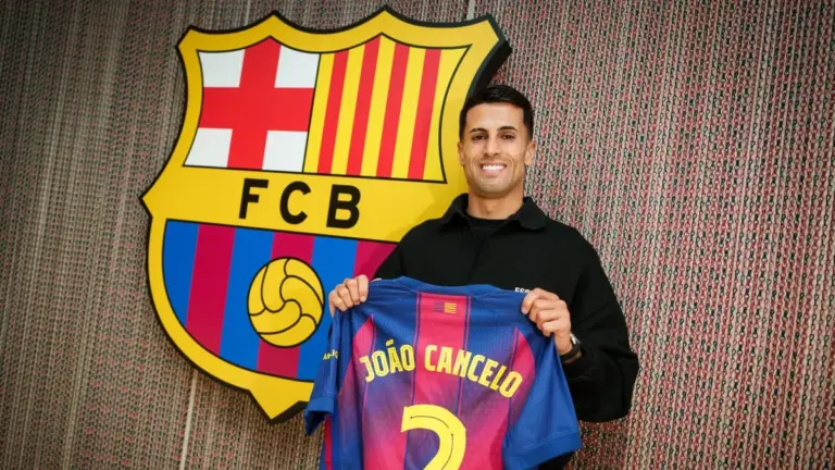 Joao Cancelo pictured as he begins his third spell at FC Barcelona in August 2026
